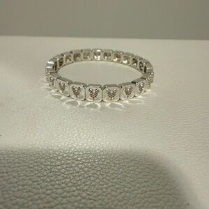 Silver Heart Link Stretch Bracelet - Silver